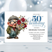 Lovely Whimsical Man 50th Birthday Humor Cartoon Einladung