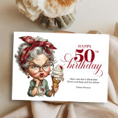 Lovely Whimsical Woman 50th Birthday Humor Greetin Einladung