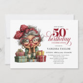 Lovely Whimsical Woman 50th Birthday Humor Party Einladung (Vorderseite)