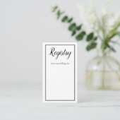 Lovely White and Black Wedding Registry Begleitkarte (Stehend Vorderseite)