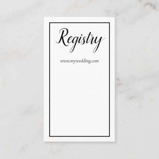 Lovely White and Black Wedding Registry Begleitkarte (Vorderseite)