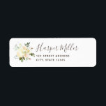 Lovely White Florals Script Rücksendeadresse<br><div class="desc">Elegant und stilvoll mit Aquarellfarben-Blume in Creme- und Rosatönen. Das stimmt mit unserer Hochzeitskollektion "Lovely Florals" überein.</div>