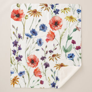 Lovely wildflowers, watercolor, poppy, cornflower, sherpadecke
