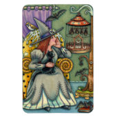 LOVELY WITCH, CAT & HER PETS, BVT CAGE, HALLOWEWEE MAGNET (Vertikal)