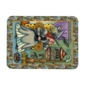 LOVELY WITCH, CAT & HER PETS, BVT CAGE, HALLOWEWEE MAGNET (Horizontal)