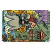 LOVELY WITCH, CAT & HER PETS, BVT CAGE, HALLOWEWEE MAGNET (Horizontal)