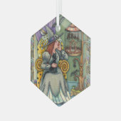 LOVELY WITCH, CAT & HER PETS, BVT CAGE, HALLOWEWEE ORNAMENT AUS GLAS (Vorderseite Links)