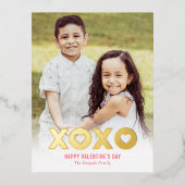 Lovely XOXO Foil Valentine's Day Foto Postkarte (Vorderseite)