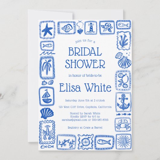 LoveNotes aus Sea Modern CUSTOM QR Brautparty Einladung (Vorderseite)