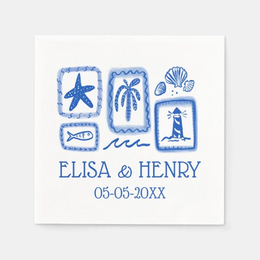 LoveNotes vom Sea Niedlich Beach CUSTOM WEDING Serviette (Vorderseite)