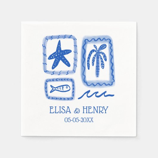 LoveNotes vom Sea Niedlich Beach CUSTOM WEDING Serviette (Vorderseite)