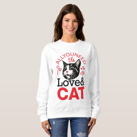 Lover & Cat Women's Sweatshirt - Cosy, stylish, (Vorne ganz)