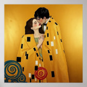Lover Couple Kissing in Gold ❤️ Jugendstil Poster (Vorne)