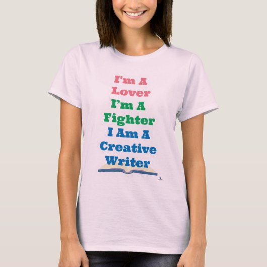 Lover Fighter Creative Writer Epic Author Slogan T-Shirt (Vorderseite)