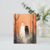 Lover Ghosts Spookoky Niedlich Watercolor Hallowee Postkarte (Stehend Vorderseite)