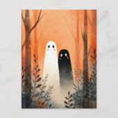 Lover Ghosts Spookoky Niedlich Watercolor Hallowee Postkarte (Vorderseite)