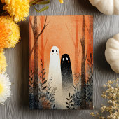 Lover Ghosts Spookoky Niedlich Watercolor Hallowee Postkarte