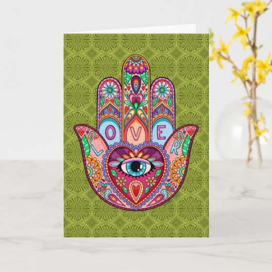Lover Hamsa Greeting Card Karte (Gelbe Blume)