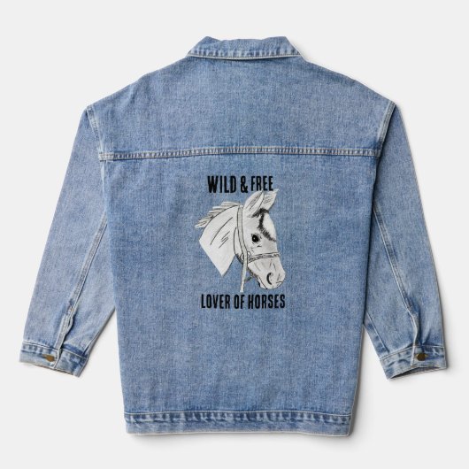 Lover von Pferden/ Wild & kostenlos Jeansjacke (Rückseite)