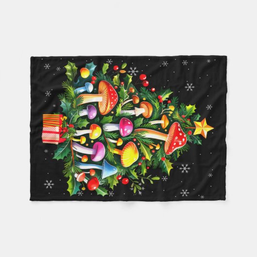 Lover Xmas Mushroom Christmas Tree T Shirt  Fleecedecke (Vorderseite (Horizontal))