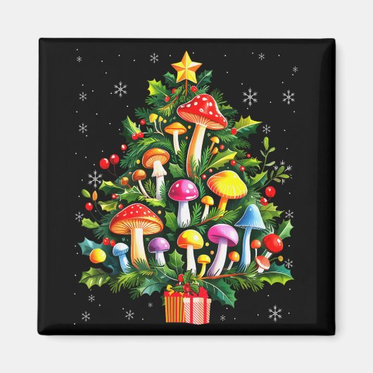 Lover Xmas Mushroom Christmas Tree T Shirt Magnet (Vorne)