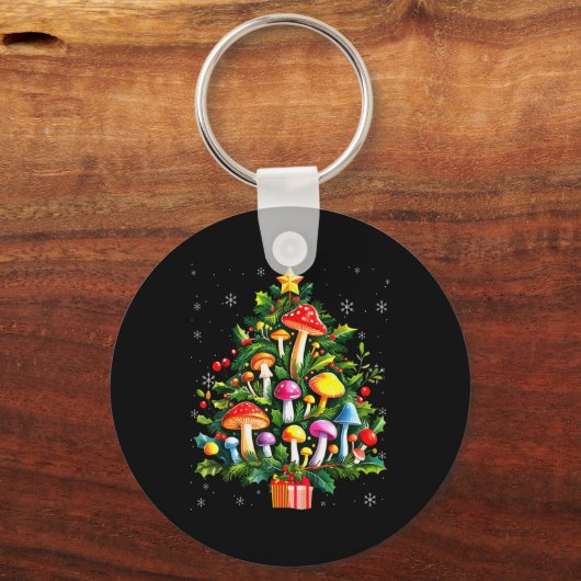 Lover Xmas Mushroom Christmas Tree T Shirt  Schlüsselanhänger (Vorderseite)