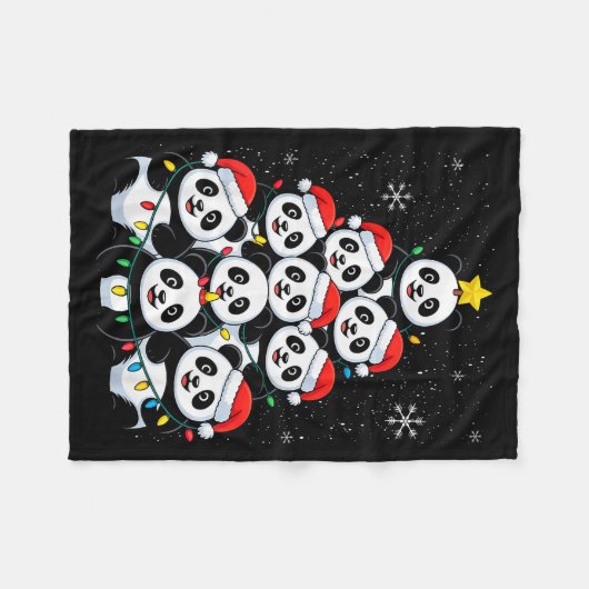 Lover Xmas Panda Christmas Tree  Fleecedecke (Vorderseite (Horizontal))