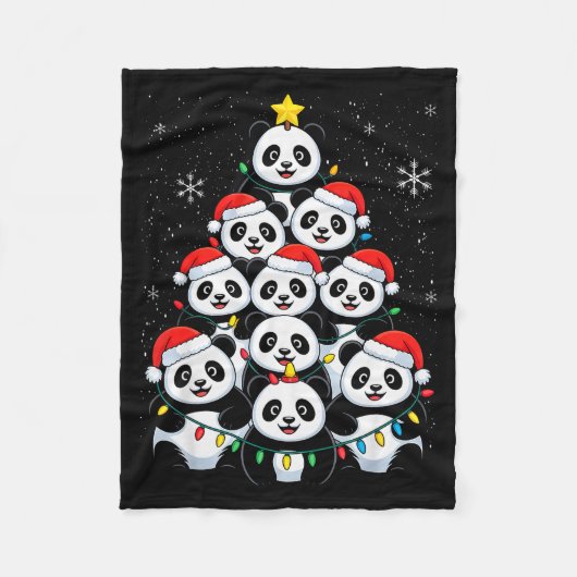 Lover Xmas Panda Christmas Tree Fleecedecke (Vorderseite)