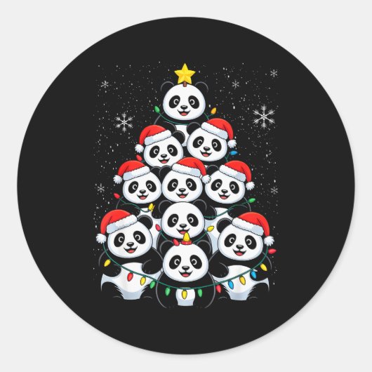 Lover Xmas Panda Christmas Tree  Runder Aufkleber (Vorderseite)
