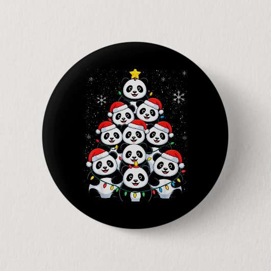 Lover Xmas Panda Christmas Tree T Shirt Button (Vorderseite)
