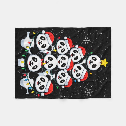 Lover Xmas Panda Christmas Tree T Shirt Fleecedecke (Vorderseite (Horizontal))