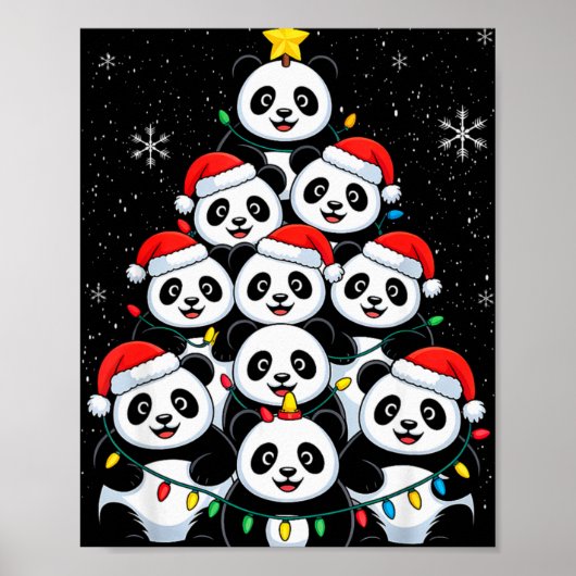 Lover Xmas Panda Christmas Tree T Shirt Poster (Vorne)