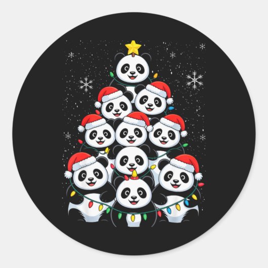 Lover Xmas Panda Christmas Tree T Shirt Runder Aufkleber (Vorderseite)