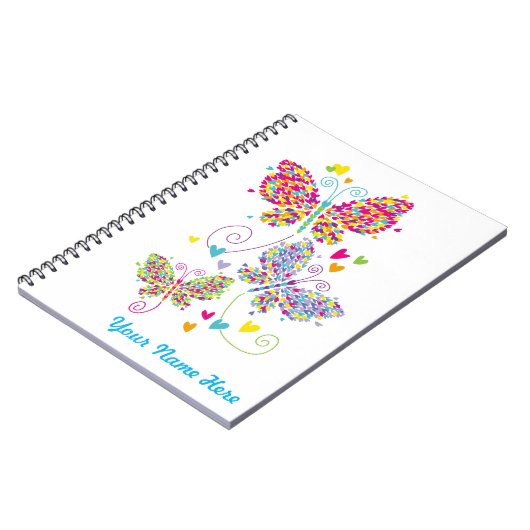 Loverflies Butterflies Hearts Bright Notizblock (Linke Seite)