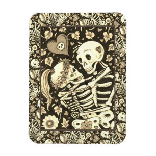 LOVERS AMONG THE IVY, SWEETHEART SKELETONS EMBRACE MAGNET