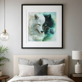 Lovers’ Balance – Mystical Yin Yang Wolf Poster