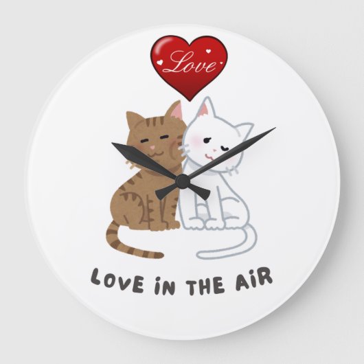 Lovers' Cat Wall Clock Große Wanduhr (Vorderseite)