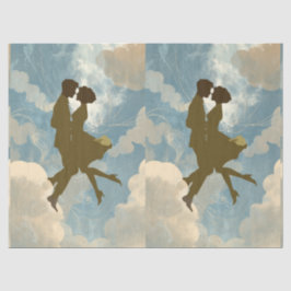 Lovers Couple in the Blue Sky Collage Seidenpapier