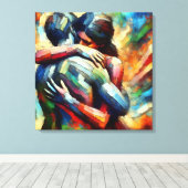 Lover's Embracing ai Oil Paint Style Leinwanddruck (Insitu (Holzboden))