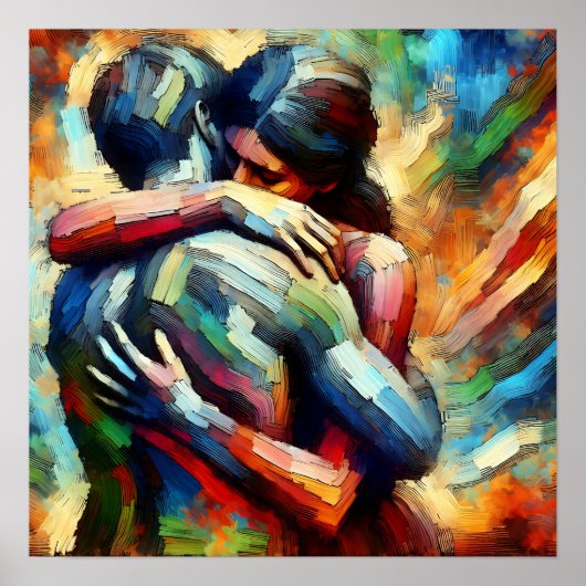 Lover's Embracing ai Oil Paint Style Poster (Vorne)