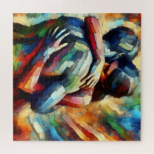 Lover's Embracing ai Oil Paint Style Puzzle (Horizontal)