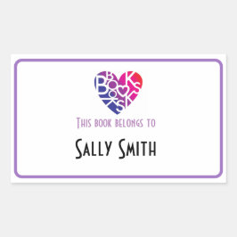 Lover's Heart® Book Lover Buchzeichen Rechteckiger Aufkleber