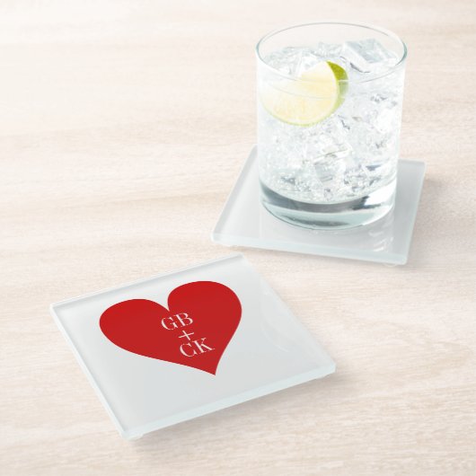 Lover's Initials Glass Untersetzer (Schrägansicht)