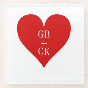 Lover's Initials Glass Untersetzer