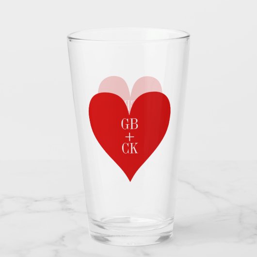 Lover's Initials Pint Beer Glasses Glas (Rückseite)