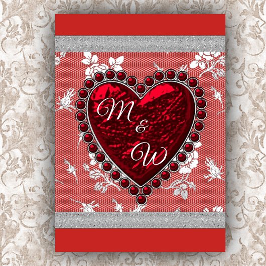 Lovers Monogram Valentine Heart Feiertagskarte