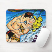 Lovers Ocean Romance Vintage Comicen Mousepad (Mit Mouse)