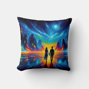 Lovers oil painting with neon colors next to the b kissen