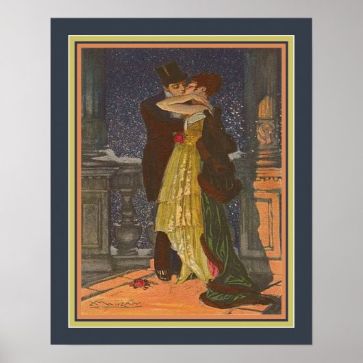 "Lovers on Balcony" von Achille Mauzan Poster (Vorne)