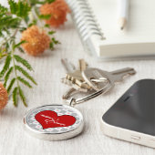 Lover's Red Heart Checkerboard mit Namen Schlüsselanhänger (Seite)